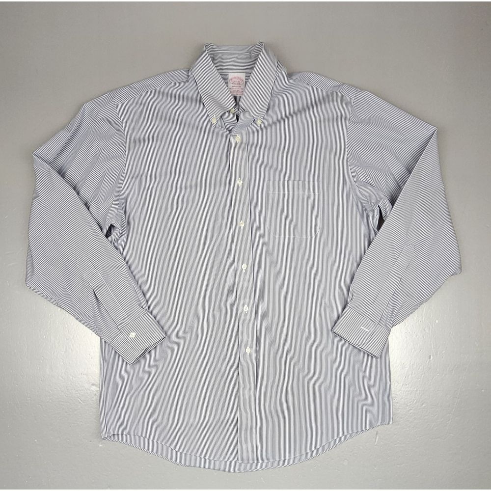 Brooks Brothers Button Up Shirt Mens 16.5-35 Madison Striped Longsleeve Non Iron